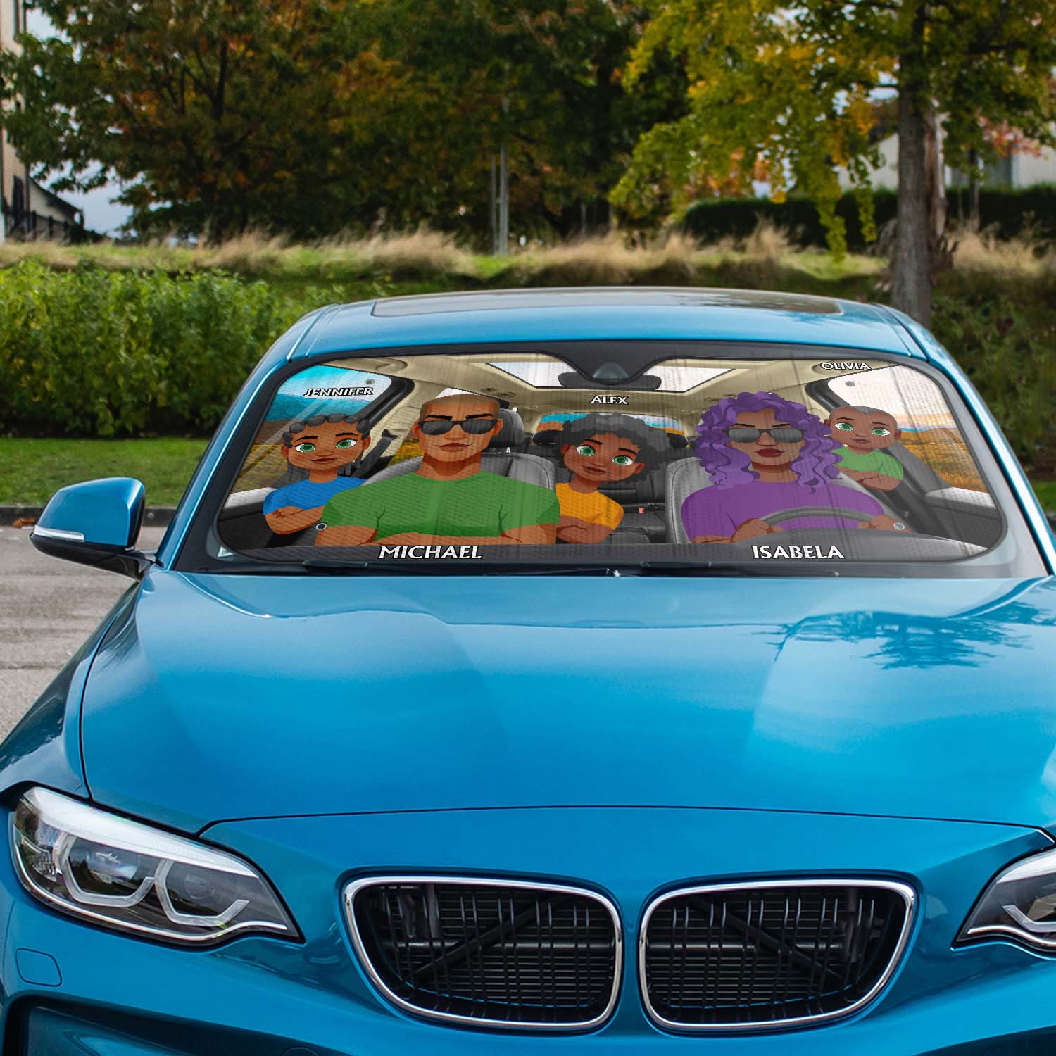 Happy Family Road Trip - Funny Gift For Family - Personalized Auto Sunshade - Image 2