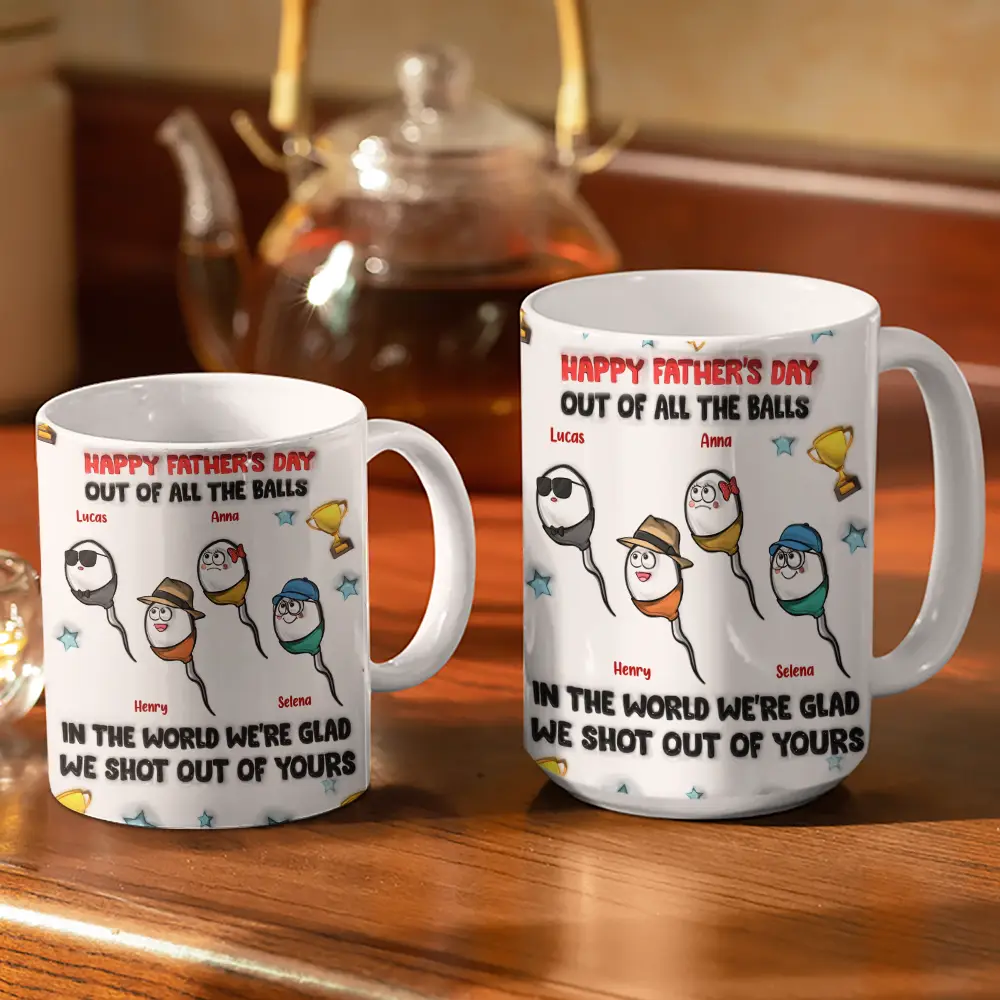 Happy Father's Day Your Swimming Champion - 3D Inflated Effect Printed Mug, Personalized White Edge-to-Edge Mug - Image 3