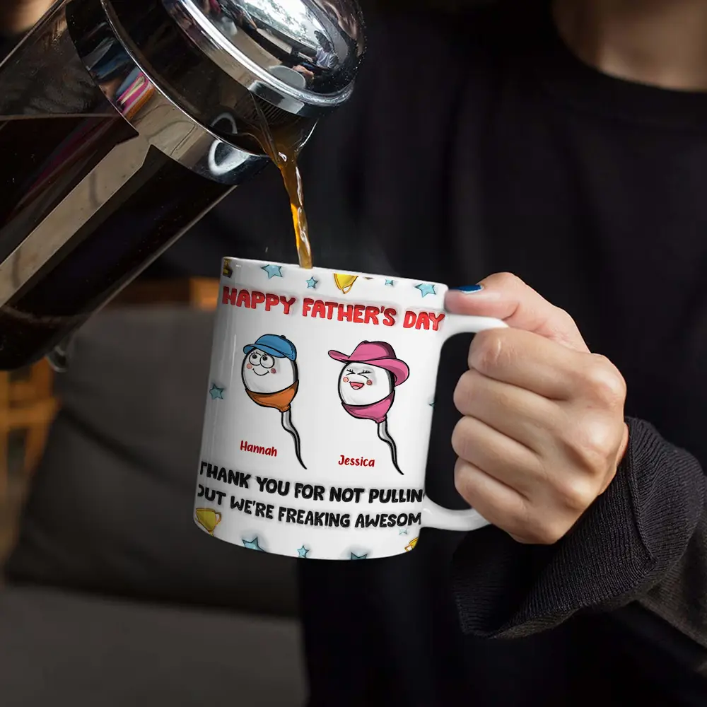Happy Father's Day Your Swimming Champion - 3D Inflated Effect Printed Mug, Personalized White Edge-to-Edge Mug - Image 4