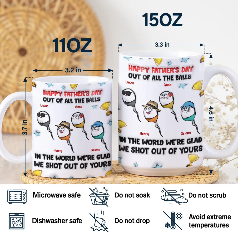 Happy Father's Day Your Swimming Champion - 3D Inflated Effect Printed Mug, Personalized White Edge-to-Edge Mug - Image 5