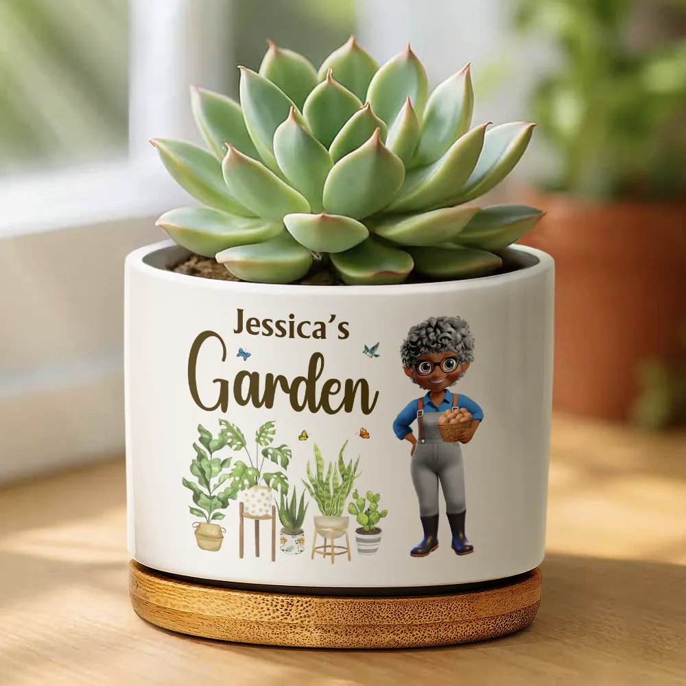 Happy Garden - Personalized Ceramic Plant Pot - Image 2