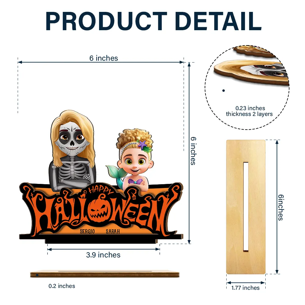 Happy Halloween Family Costume - Personalized Custom Shaped 2-Layered Wooden Plaque - Image 4