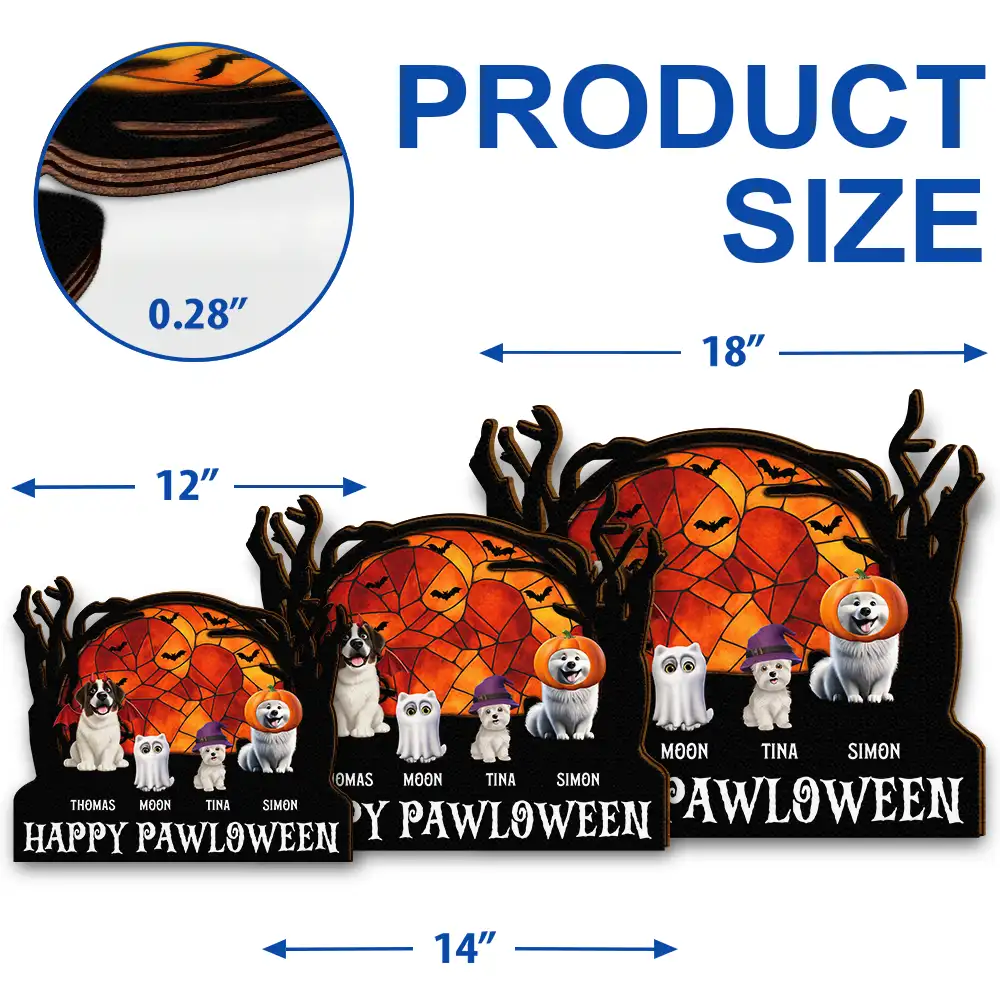 Happy Meowloween Halloween Pets - Personalized Custom Shaped Wood Sign - Image 5