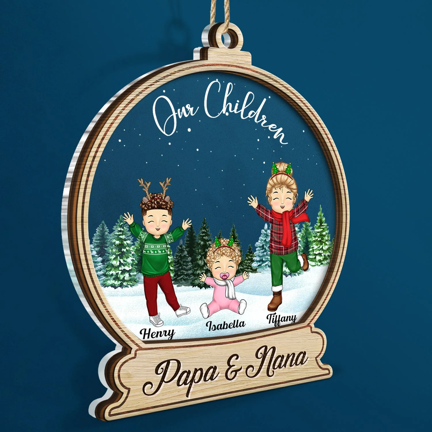 Happy Our Grandkids - Christmas Gift For Grandparents, Parents, Family - Personalized 2-Layered Mix Ornament - Image 2