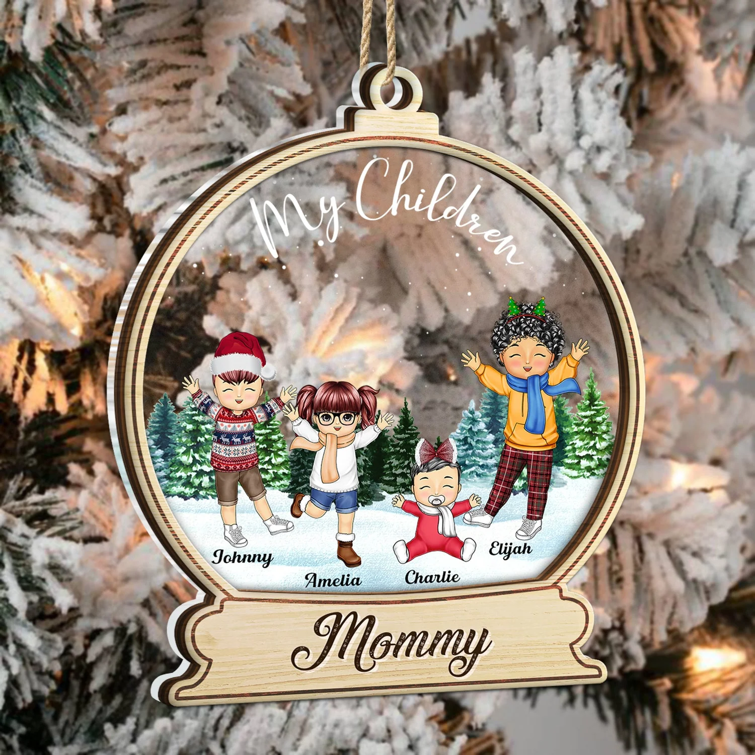 Happy Our Grandkids - Christmas Gift For Grandparents, Parents, Family - Personalized 2-Layered Mix Ornament - Image 3