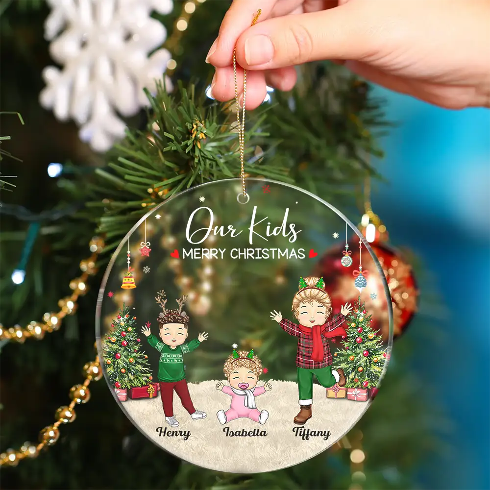 Happy Our Grandkids - Christmas Gift For Grandparents, Parents, Family - Personalized Circle Acrylic Ornament - Image 4