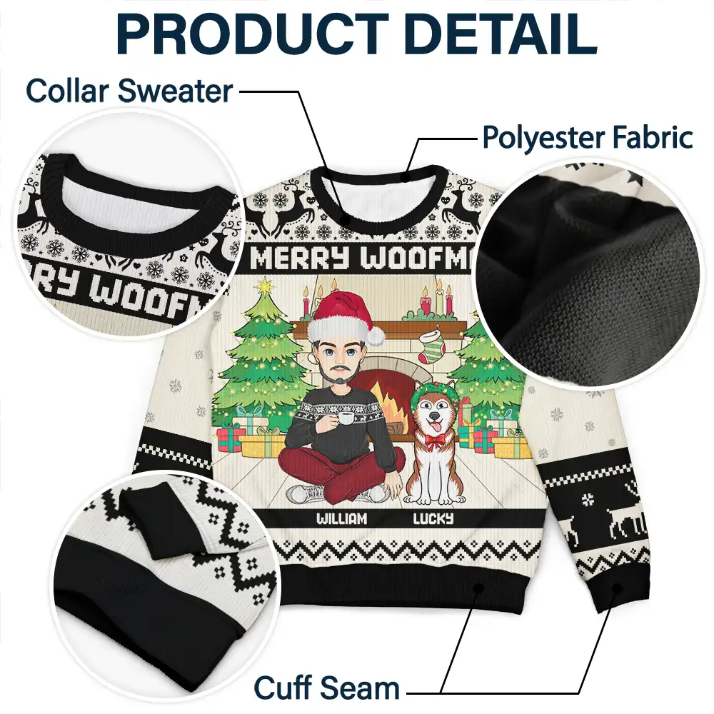 Happy Pawlidays Christmas Dogs Cats - Personalized Unisex Ugly Sweater - Image 6