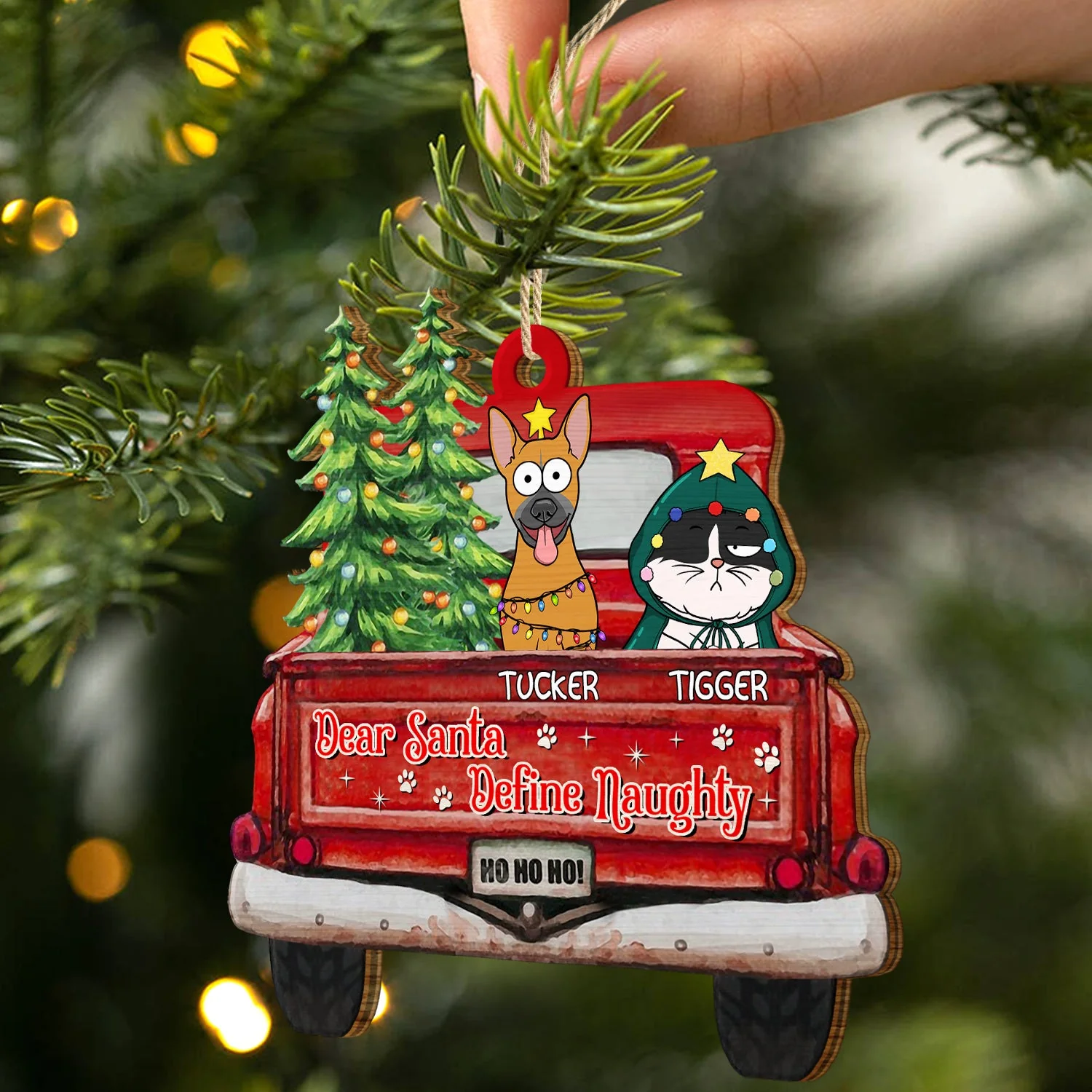 Happy Pawlidays - Christmas Gift For Dog, Cat, Pet Lovers - Personalized Wooden Cutout Ornament - Image 2