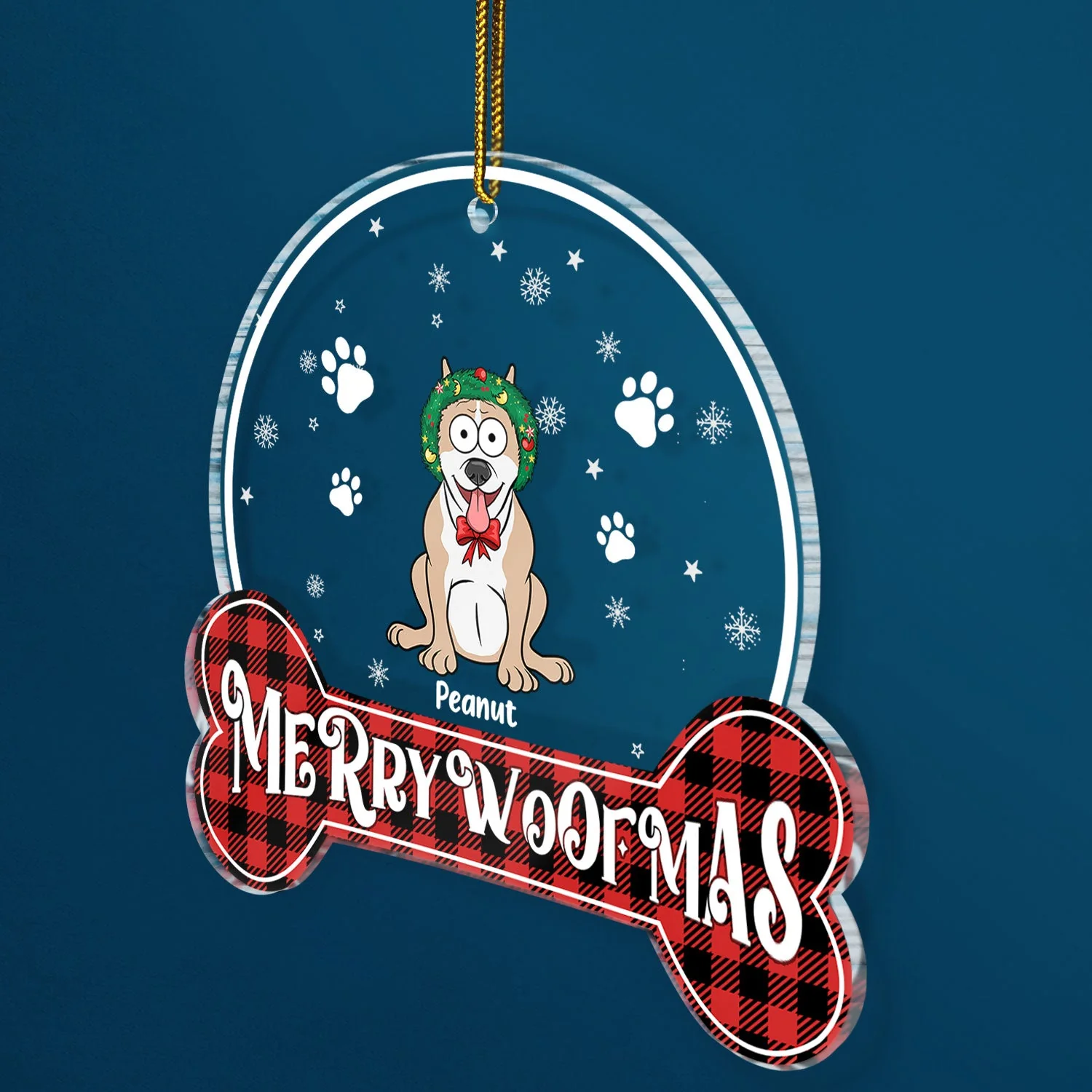 Happy Pawlidays Feliz Navidog - Christmas Gift For Dog Lovers - Personalized Custom Shaped Acrylic Ornament - Image 2