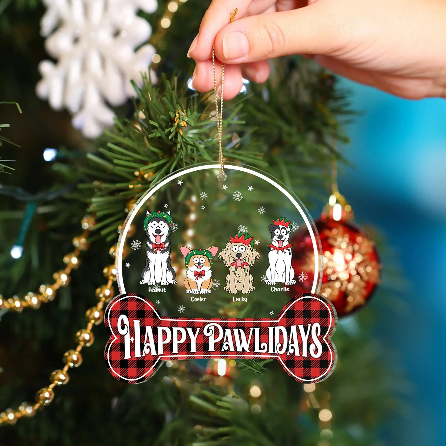 Happy Pawlidays Feliz Navidog - Christmas Gift For Dog Lovers - Personalized Custom Shaped Acrylic Ornament - Image 4
