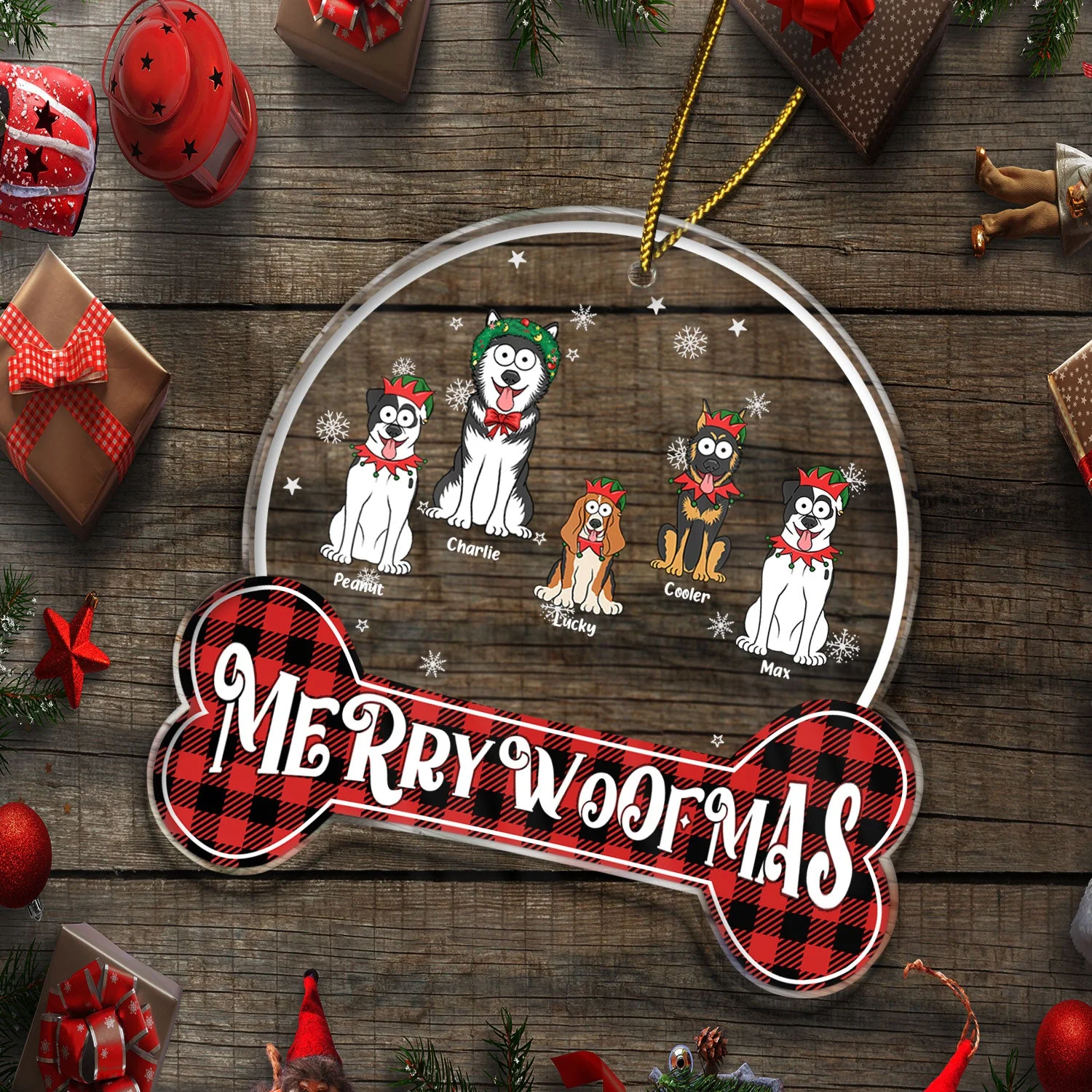 Happy Pawlidays Feliz Navidog - Christmas Gift For Dog Lovers - Personalized Custom Shaped Acrylic Ornament - Image 5