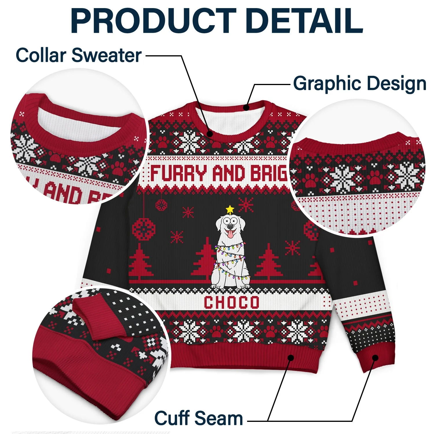 Happy Pawlidays Funny Cartoon Cats Dogs - Christmas Gift For Pet Lovers, Dog Lovers, Cat Lovers - Personalized Unisex Ugly Sweater - Image 6