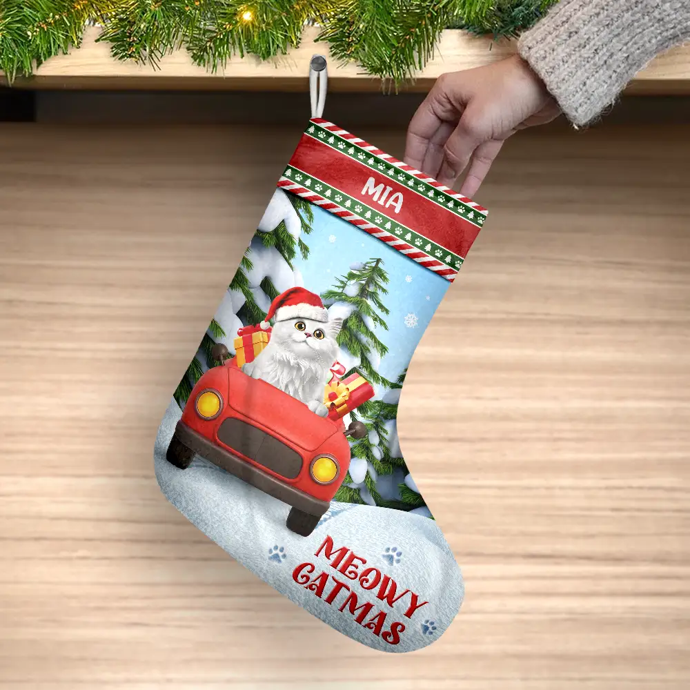 Happy Pawlidays Meowy Catmas Merry Woofmas 3D Effect Dog Cat - Personalized Christmas Stocking - Image 3