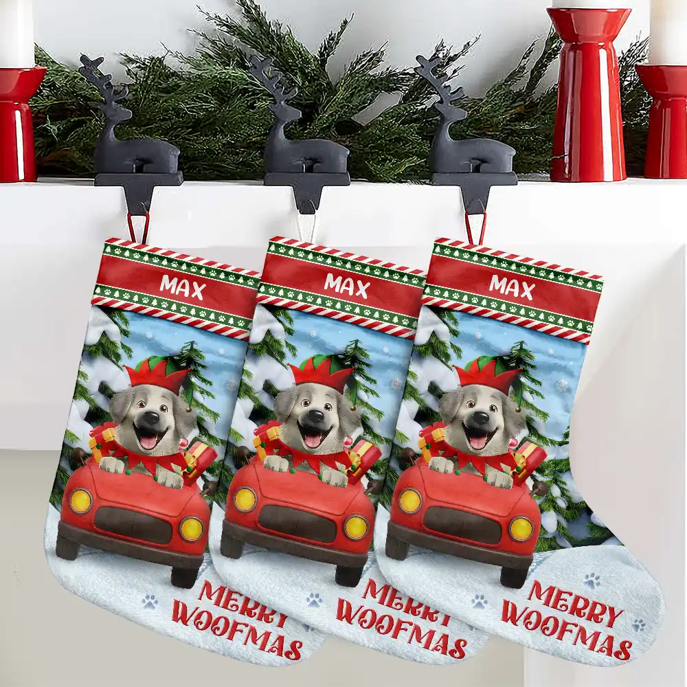 Happy Pawlidays Meowy Catmas Merry Woofmas 3D Effect Dog Cat - Personalized Christmas Stocking - Image 4