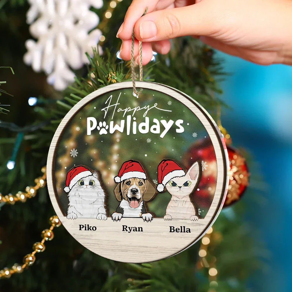 Happy Pawlidays - Personalized 2-Layered Mix Ornament - Image 4