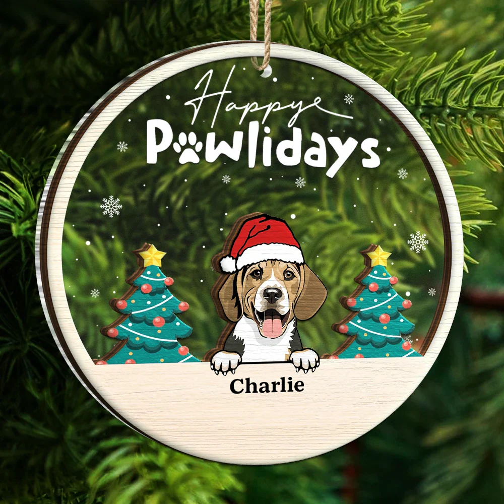Happy Pawlidays - Personalized 2-Layered Mix Ornament - Image 5
