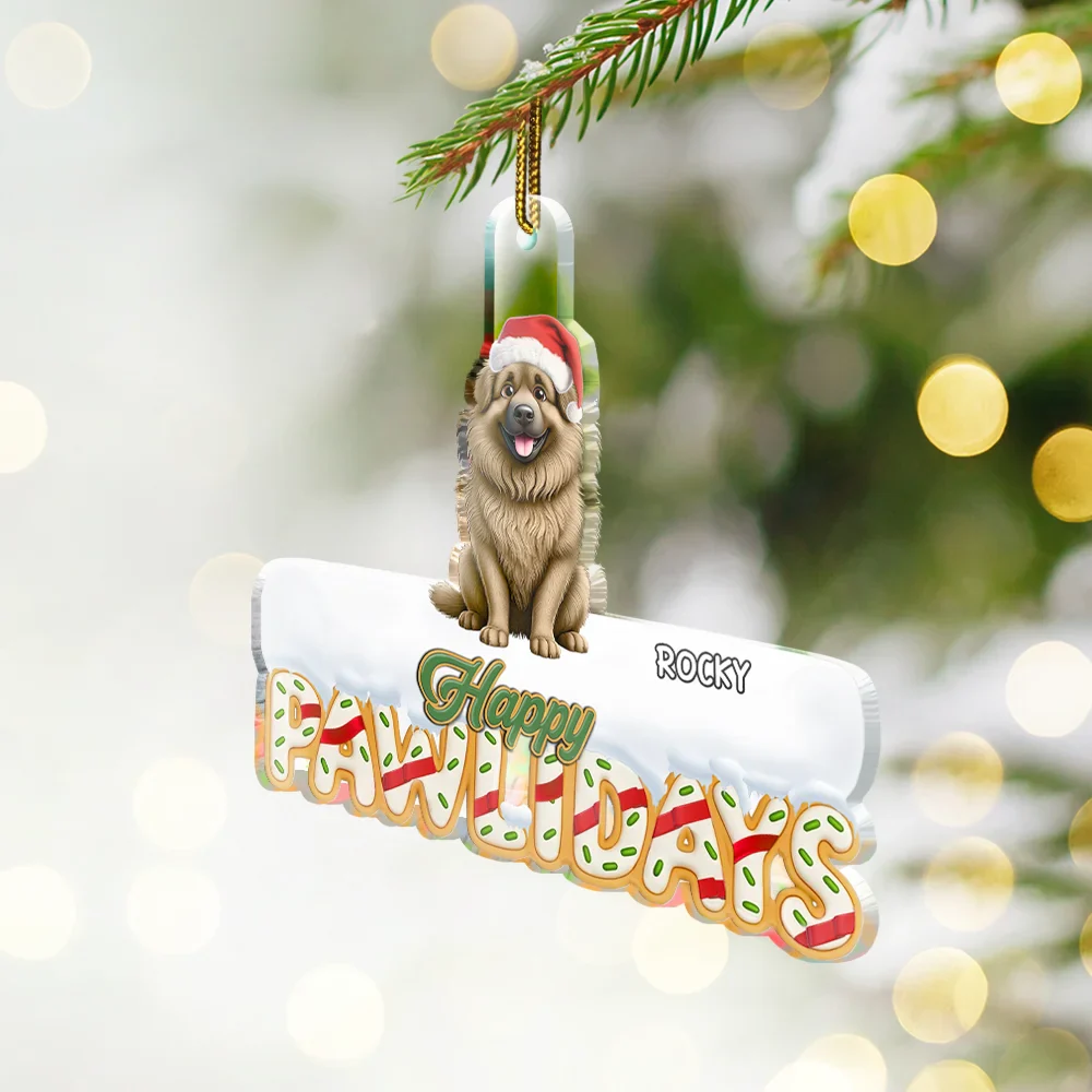 Happy Pawlidays - Personalized Custom Shaped Acrylic Ornament - Image 2