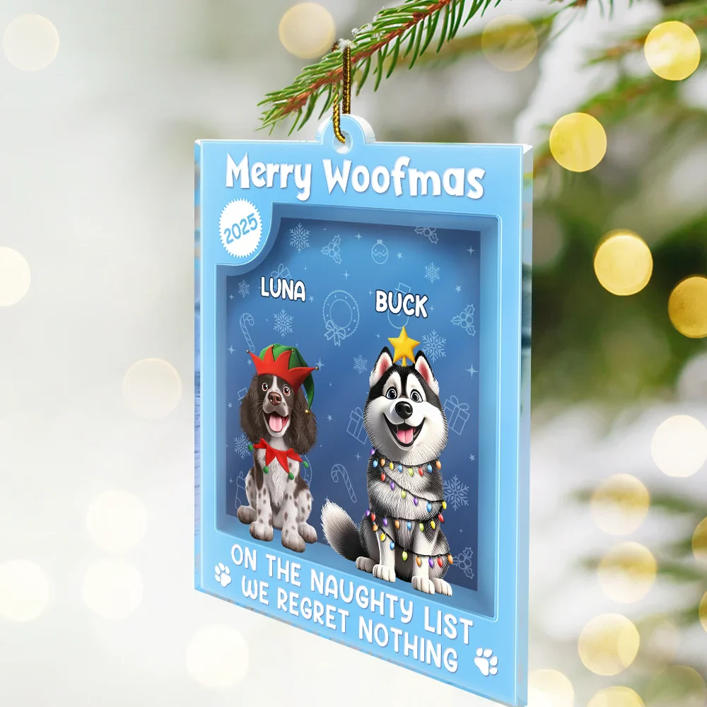 Happy Pawlidays Toy Box - Personalized Custom Shaped Acrylic Ornament - Image 2