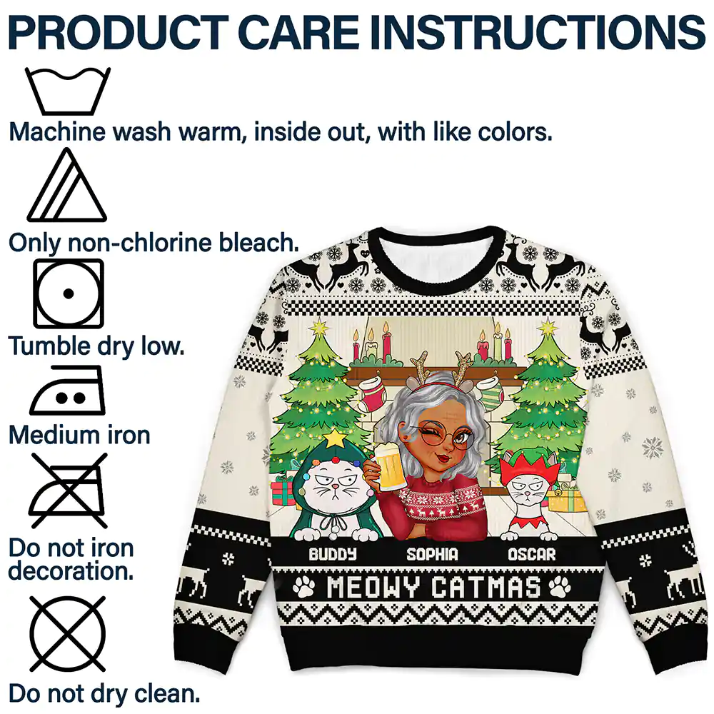 Happy Pawlidays Woman With Pets - Personalized Unisex Ugly Sweater - Image 7