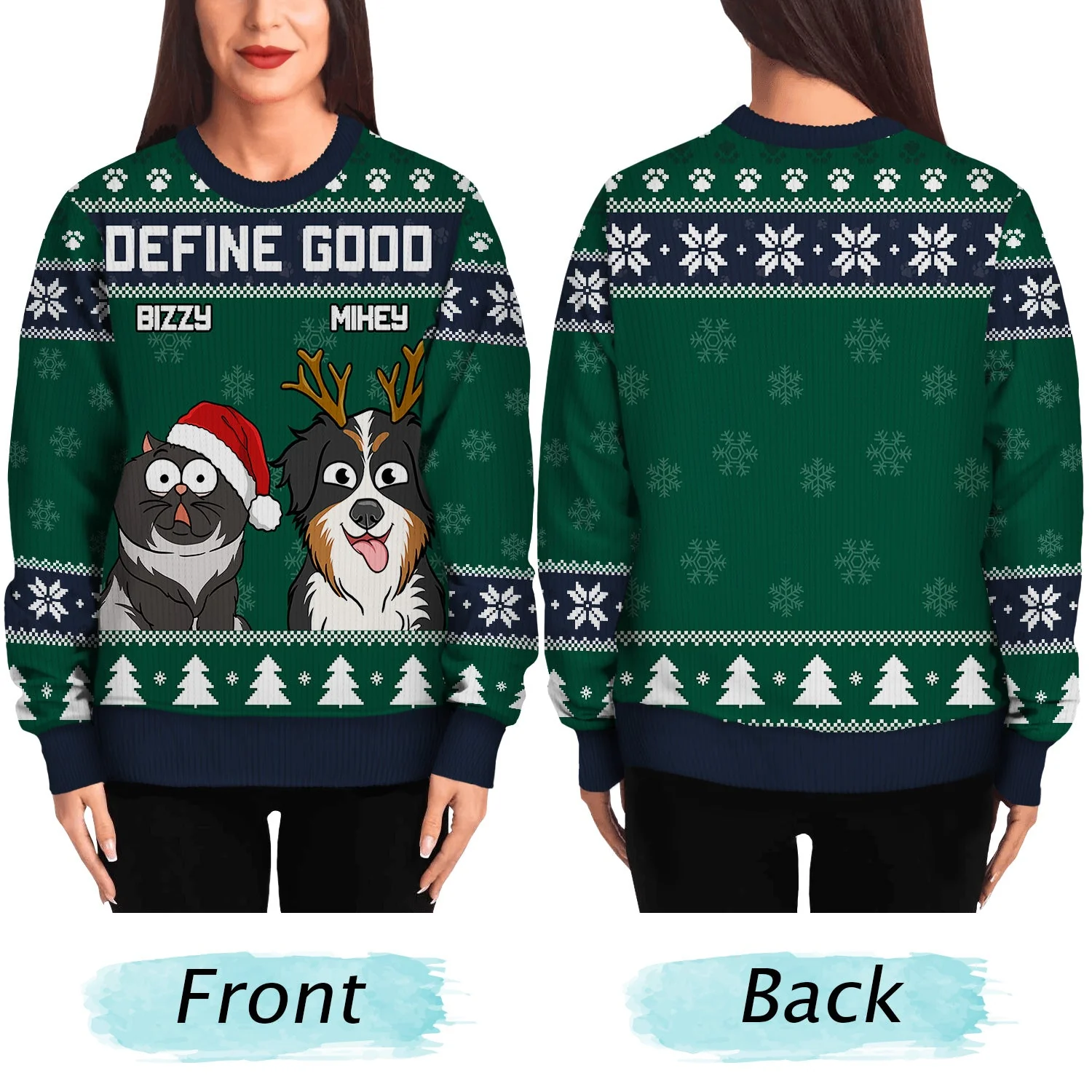 Happy Pawsliday - Christmas Gift For Dog Lovers, Cat Lovers - Personalized Unisex Ugly Sweater - Image 5