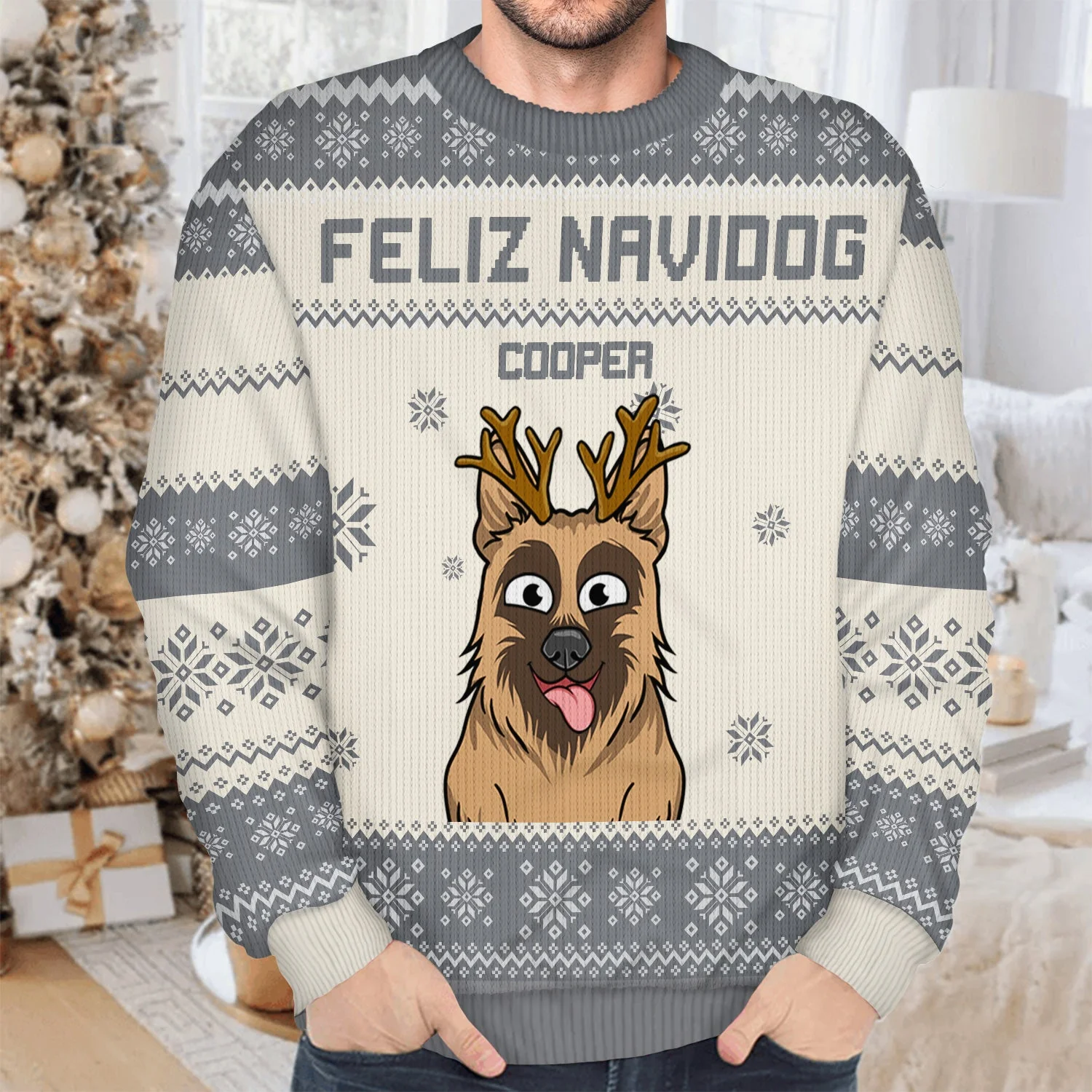Happy Pawsliday - Funny, Christmas Gift For Dog Lovers, Cat Lovers - Personalized Unisex Ugly Sweater - Image 4