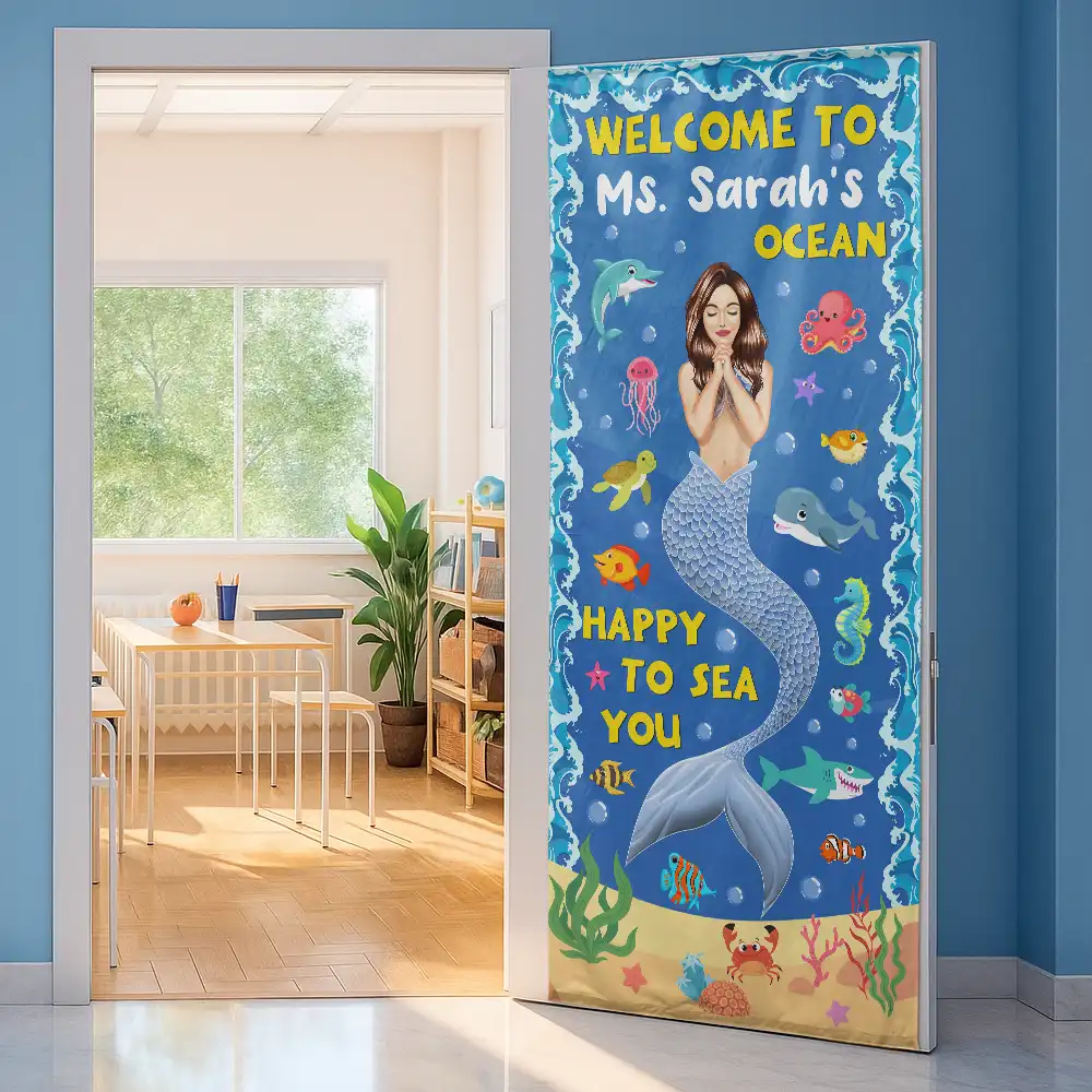 Happy To Sea You - Personalized Door Cover - Image 2