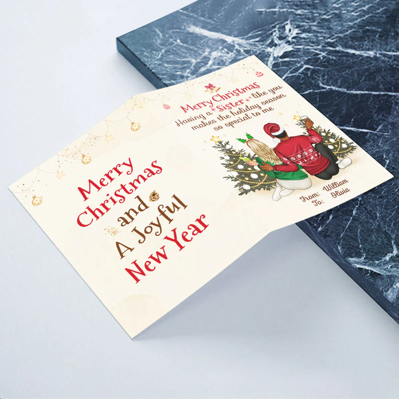 Have A Christmas Filled With Magical Moments Best Friends Sisters And Brothers - Gift For Besties And Siblings - Personalized Custom Folded Greeting Card - Image 2