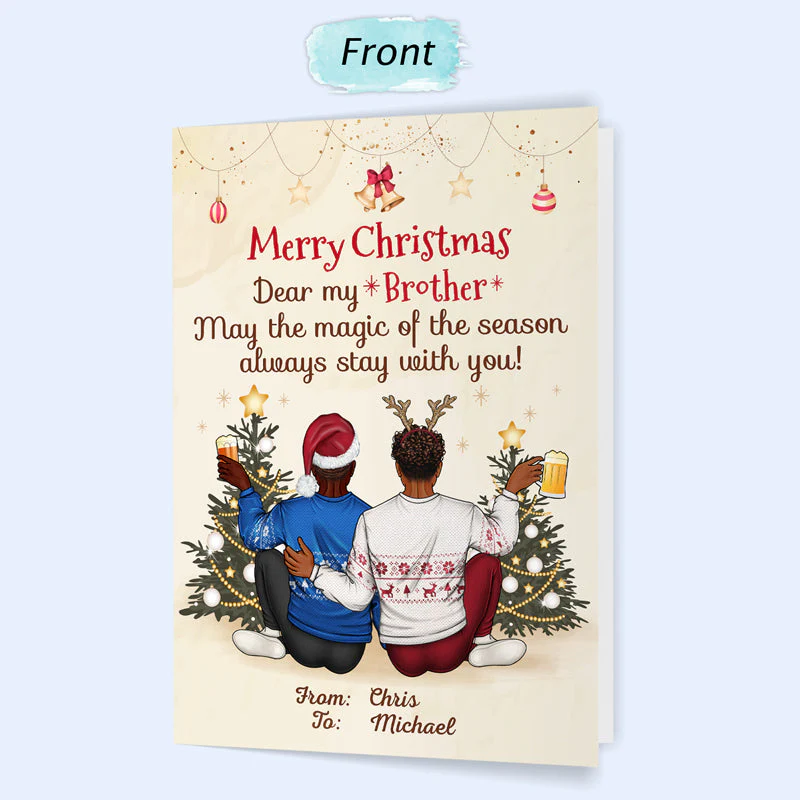 Have A Christmas Filled With Magical Moments Best Friends Sisters And Brothers - Gift For Besties And Siblings - Personalized Custom Folded Greeting Card - Image 3