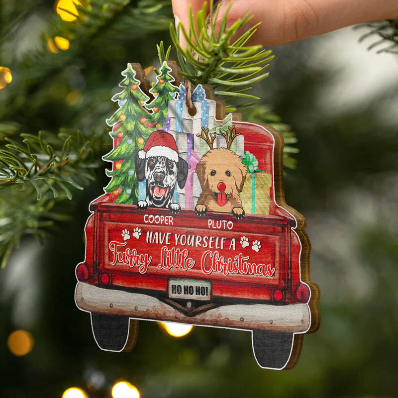 Have Yourself A Furry Little Christmas - Christmas Gift - Dog Lover, Cat Lover Gift - Personalized Custom Shaped Wooden Ornament - Image 2
