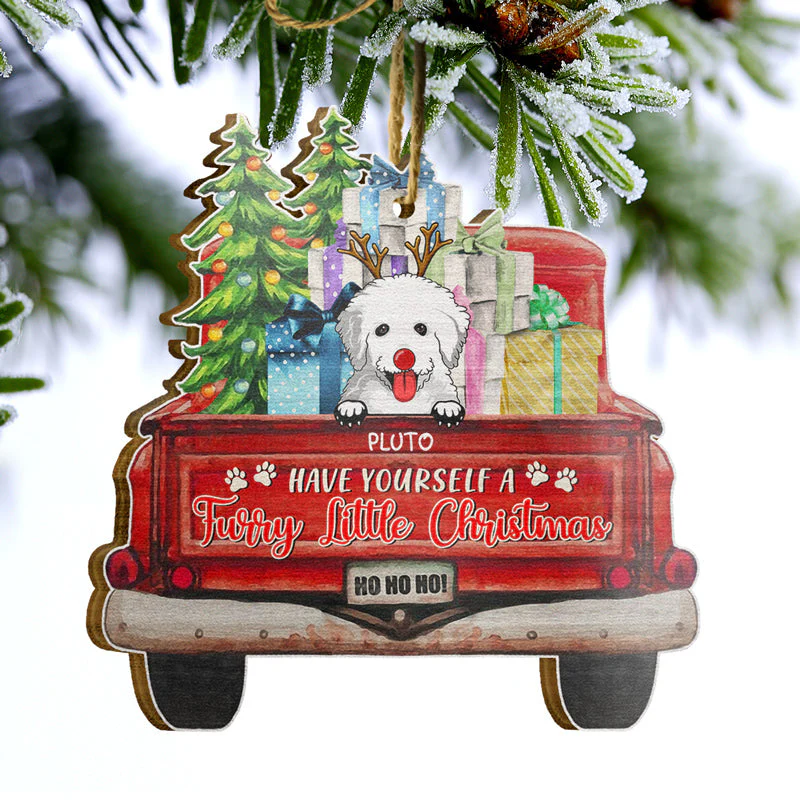 Have Yourself A Furry Little Christmas - Christmas Gift - Dog Lover, Cat Lover Gift - Personalized Custom Shaped Wooden Ornament - Image 3