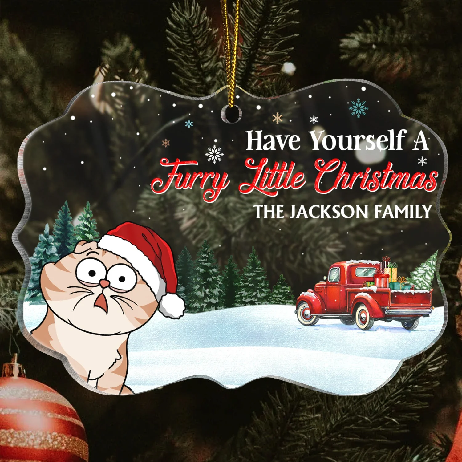 Have Yourself A Furry Little Christmas - Christmas Gift For Dog, Cat, Pet Lovers - Personalized Medallion Acrylic Ornament - Image 3