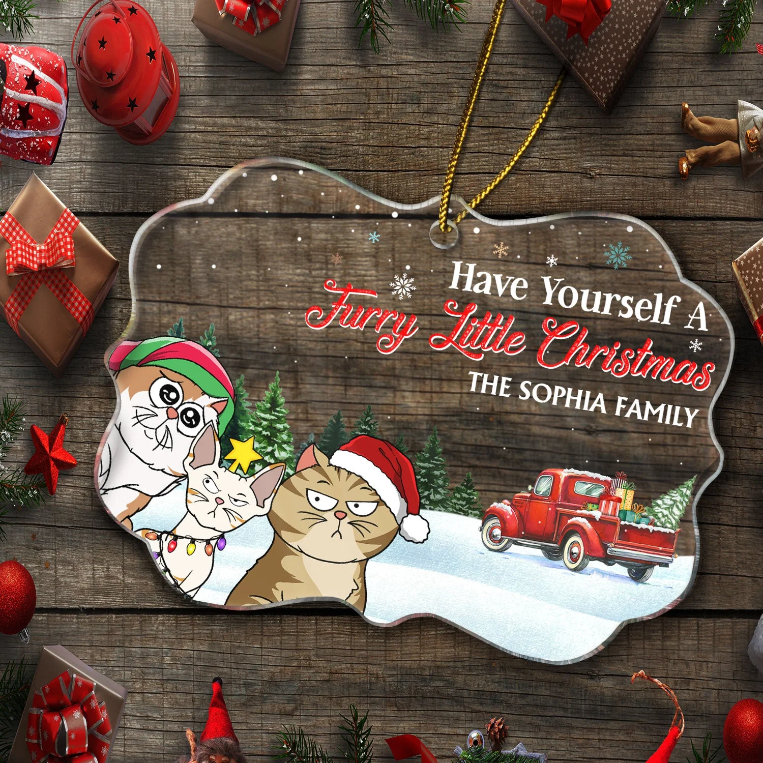 Have Yourself A Furry Little Christmas - Christmas Gift For Dog, Cat, Pet Lovers - Personalized Medallion Acrylic Ornament - Image 5