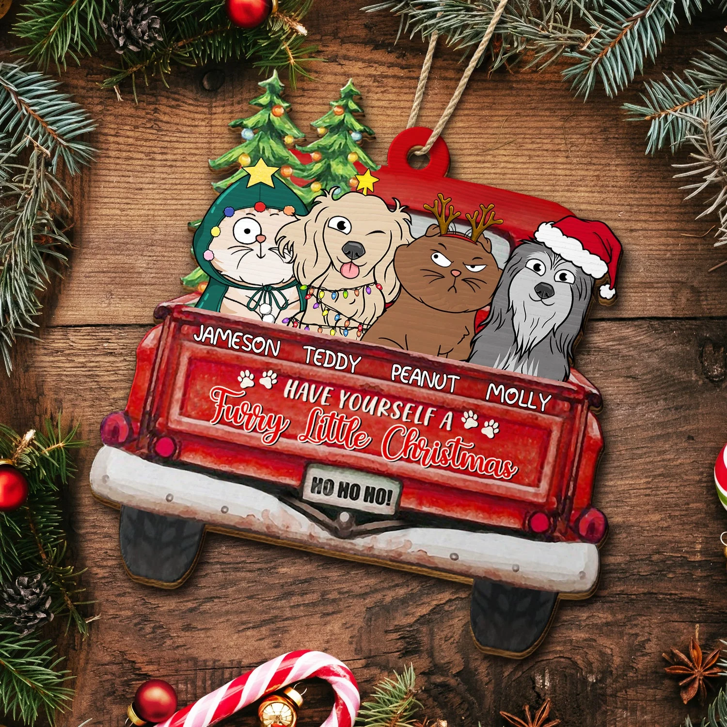 Have Yourself A Furry Little Christmas - Christmas Gift For Dog, Cat, Pet Lovers - Personalized Wooden Cutout Ornament - Image 5