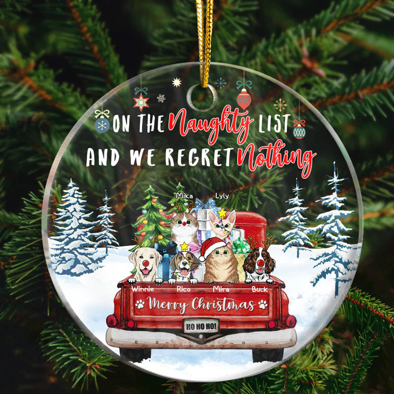 Have Yourself A Furry Little Christmas - Christmas Gift For Dog Lovers And Cat Lovers - Personalized Custom Circle Acrylic Ornament - Image 2