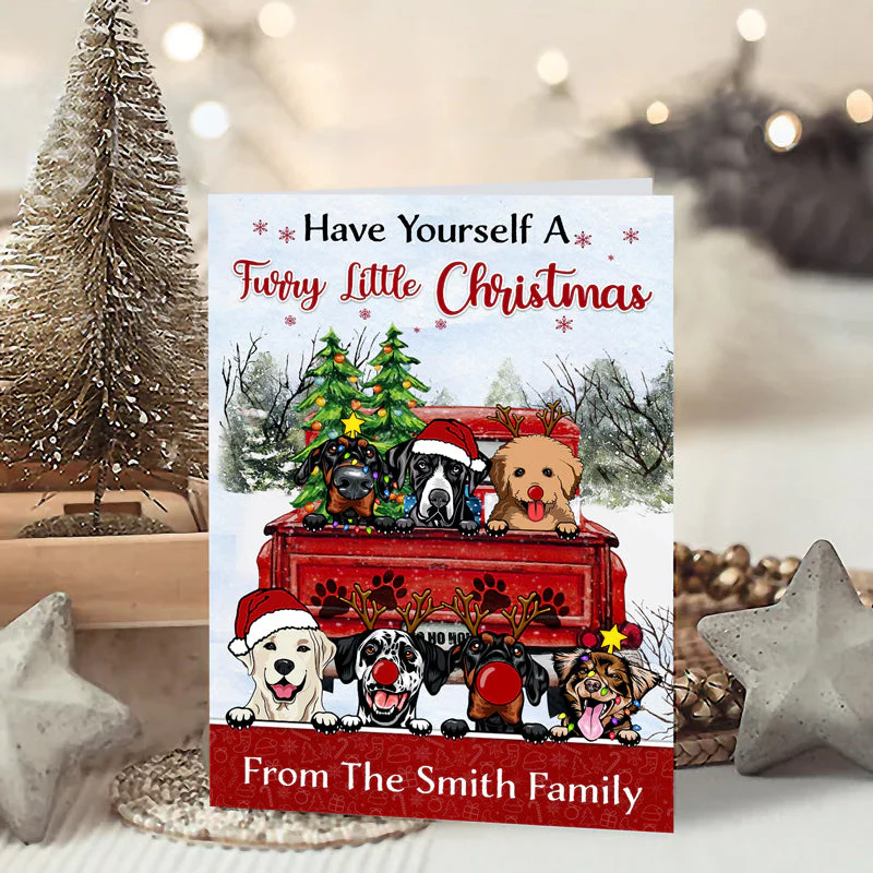Have Yourself A Furry Little Christmas - Christmas Gift For Dog Lovers - Personalized Custom Folded Greeting Card - Image 4