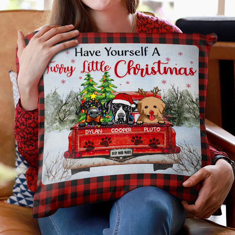 Have Yourself A Furry Little Christmas - Christmas Gift For Dog Lovers - Personalized Custom Pillow - Image 2
