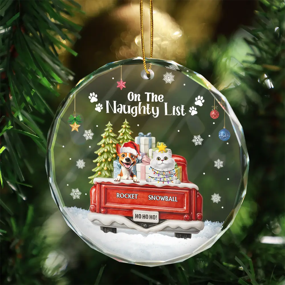 Have Yourself A Furry Little Christmas - Personalized Circle Glass Ornament - Image 4