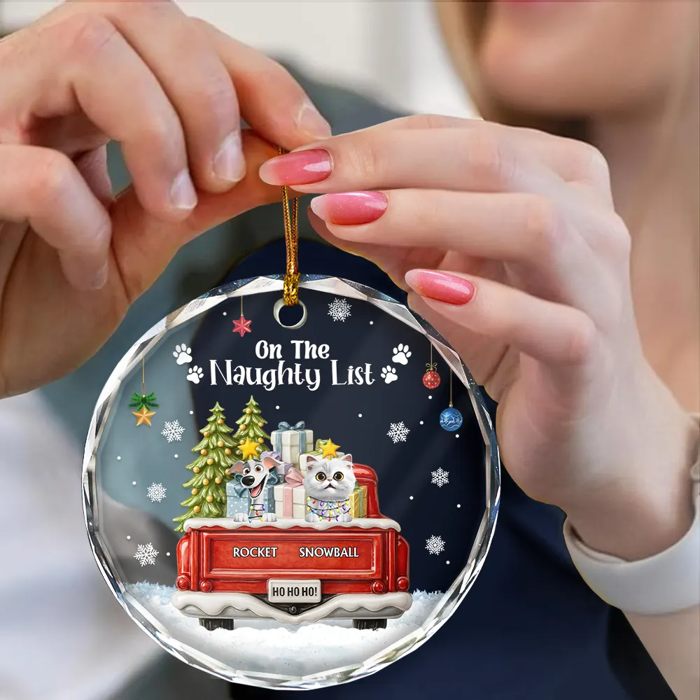 Have Yourself A Furry Little Christmas - Personalized Circle Glass Ornament - Image 5