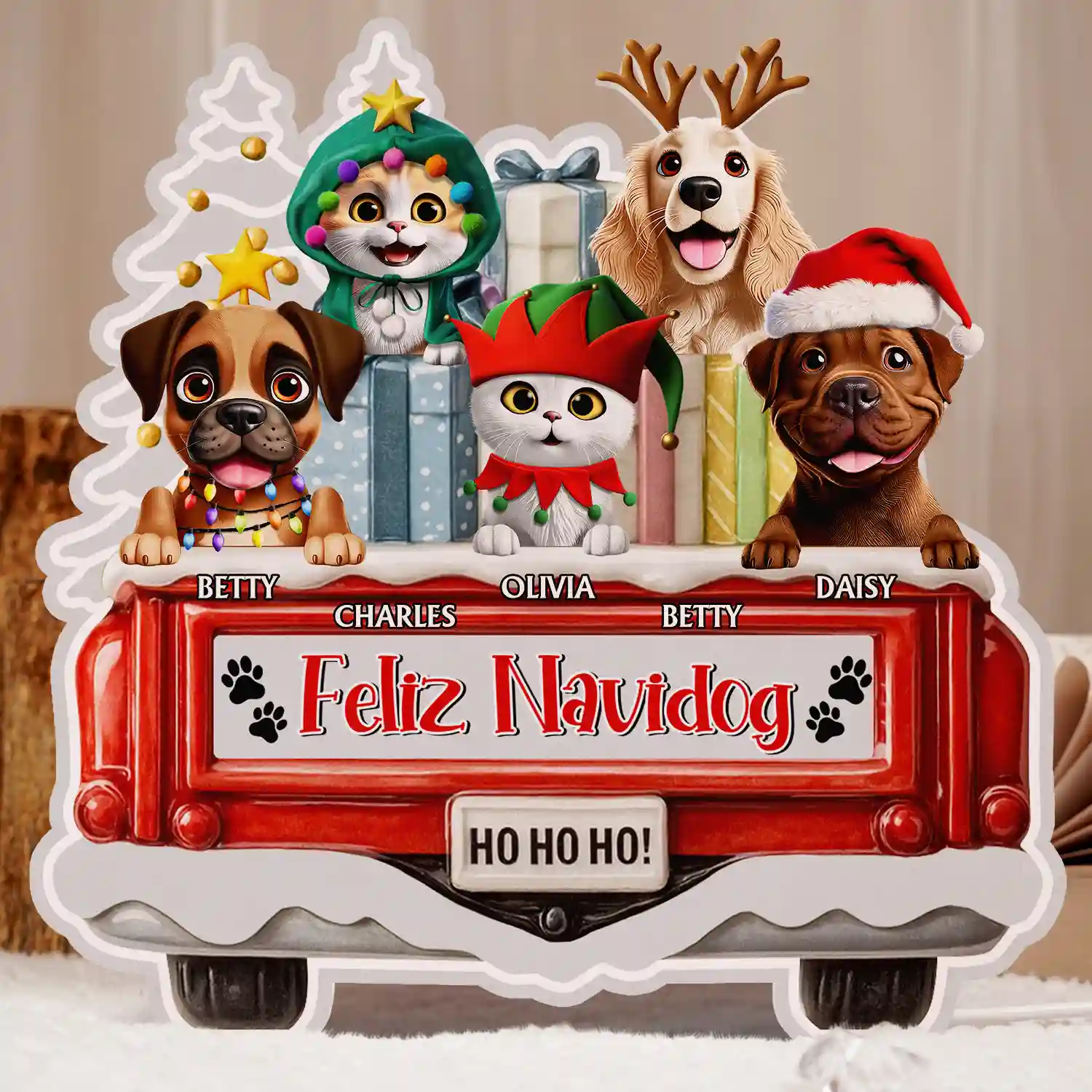 Have Yourself A Furry Little Christmas - Personalized Custom Shaped Light Box - Image 5
