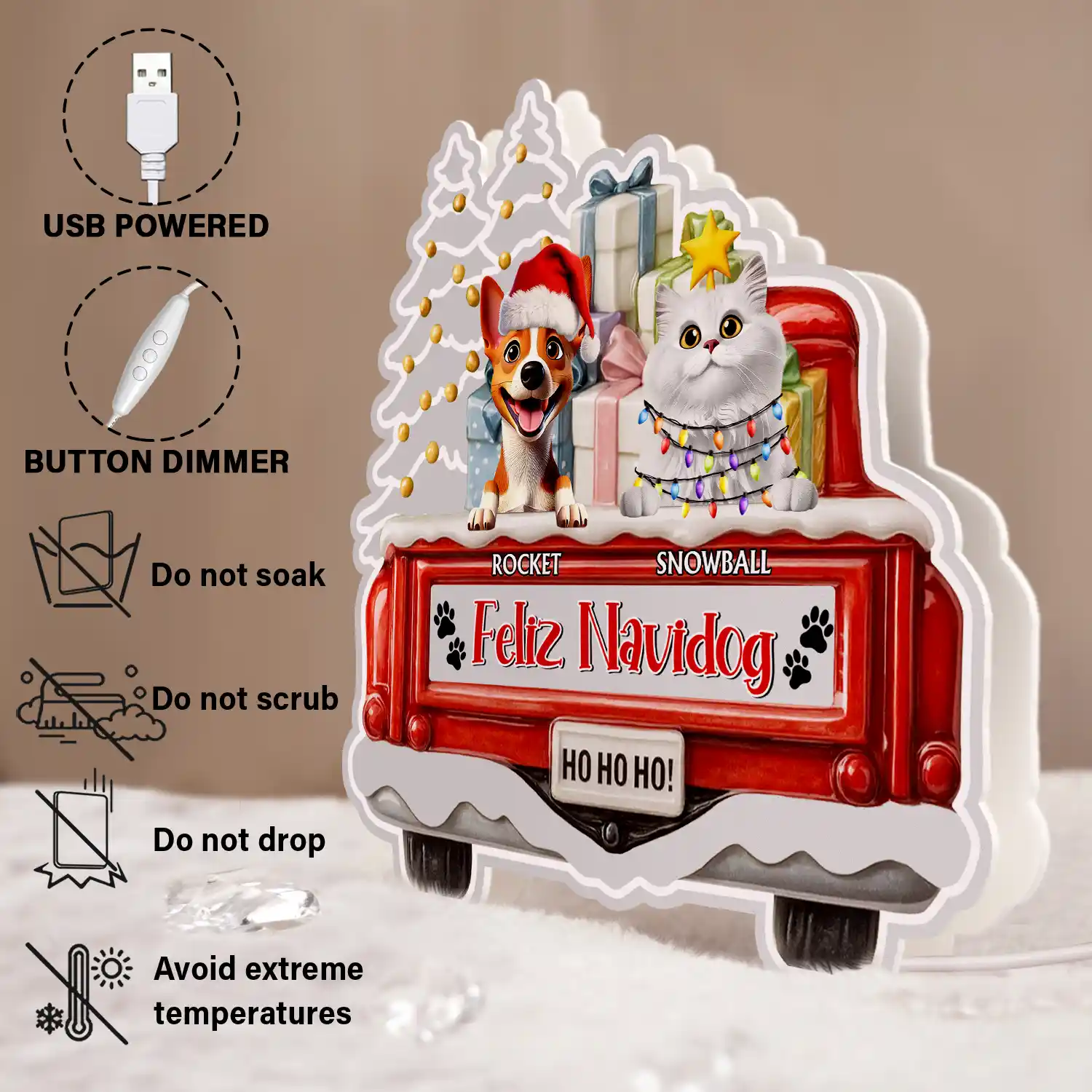 Have Yourself A Furry Little Christmas - Personalized Custom Shaped Light Box - Image 6