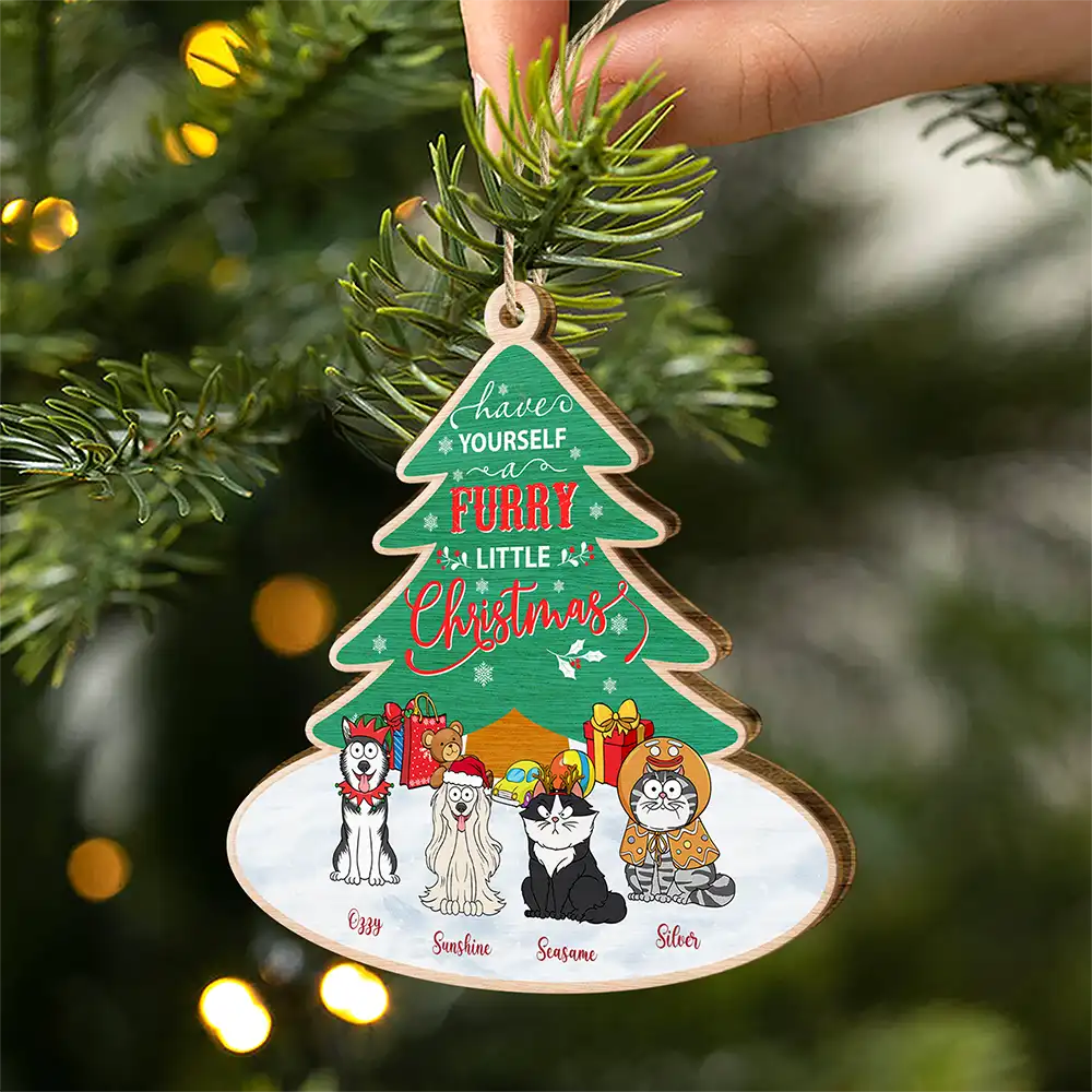 Have Yourself A Furry - Personalized Custom Shaped Wooden Ornament - Image 2
