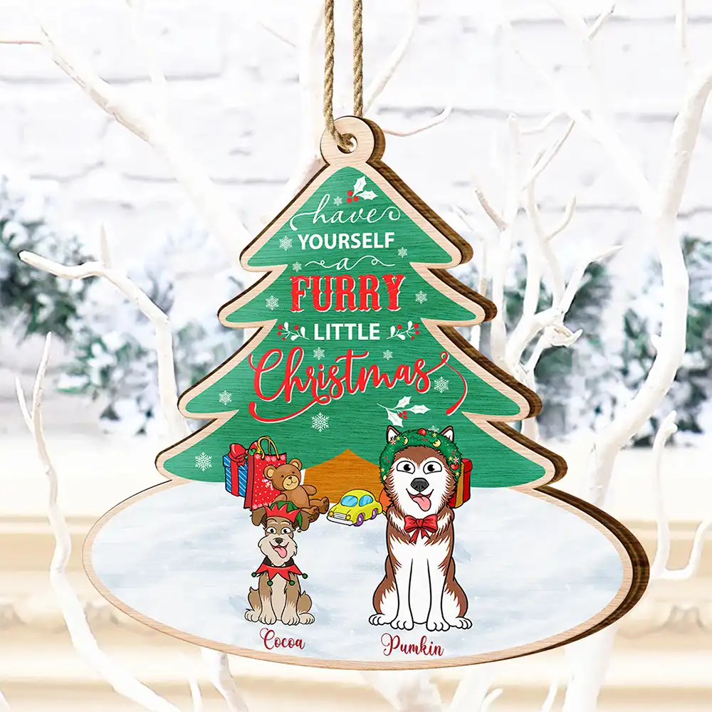 Have Yourself A Furry - Personalized Custom Shaped Wooden Ornament - Image 4