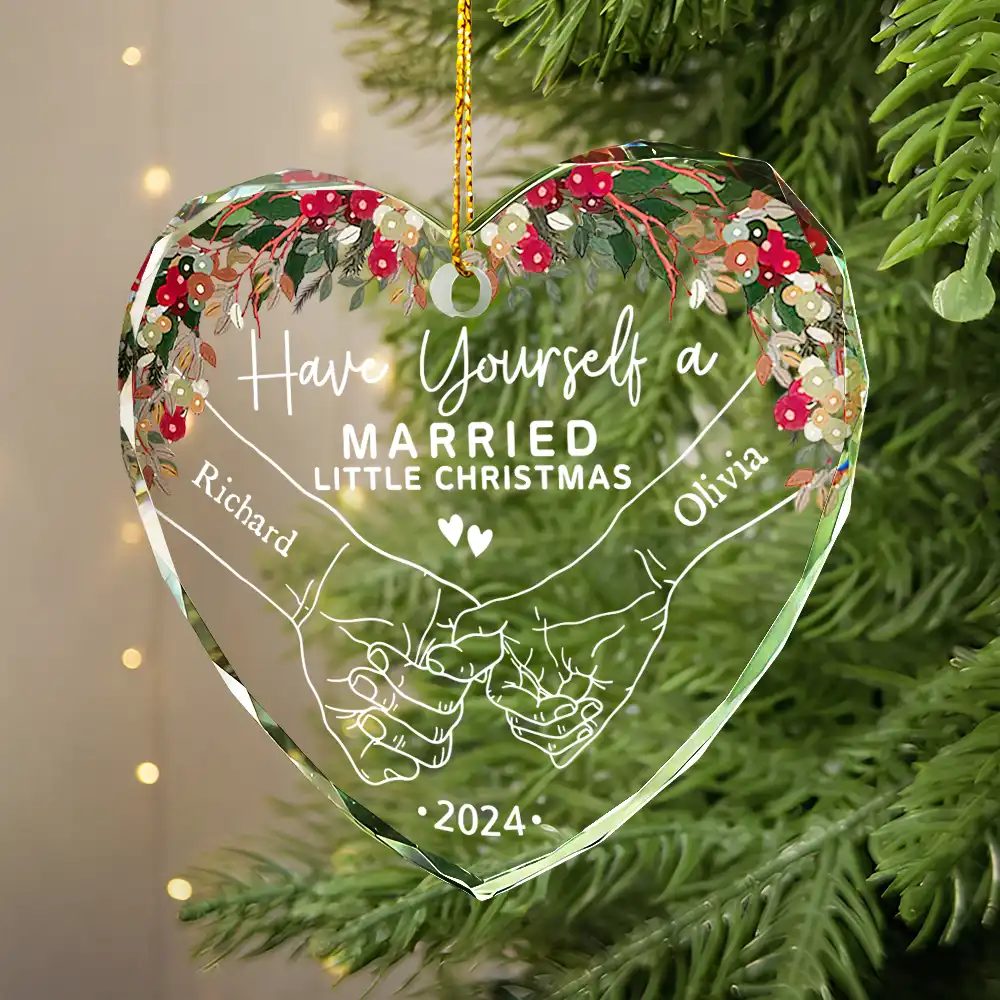 Have Yourself A Married Little Christmas - Personalized Glass Ornament - Image 4