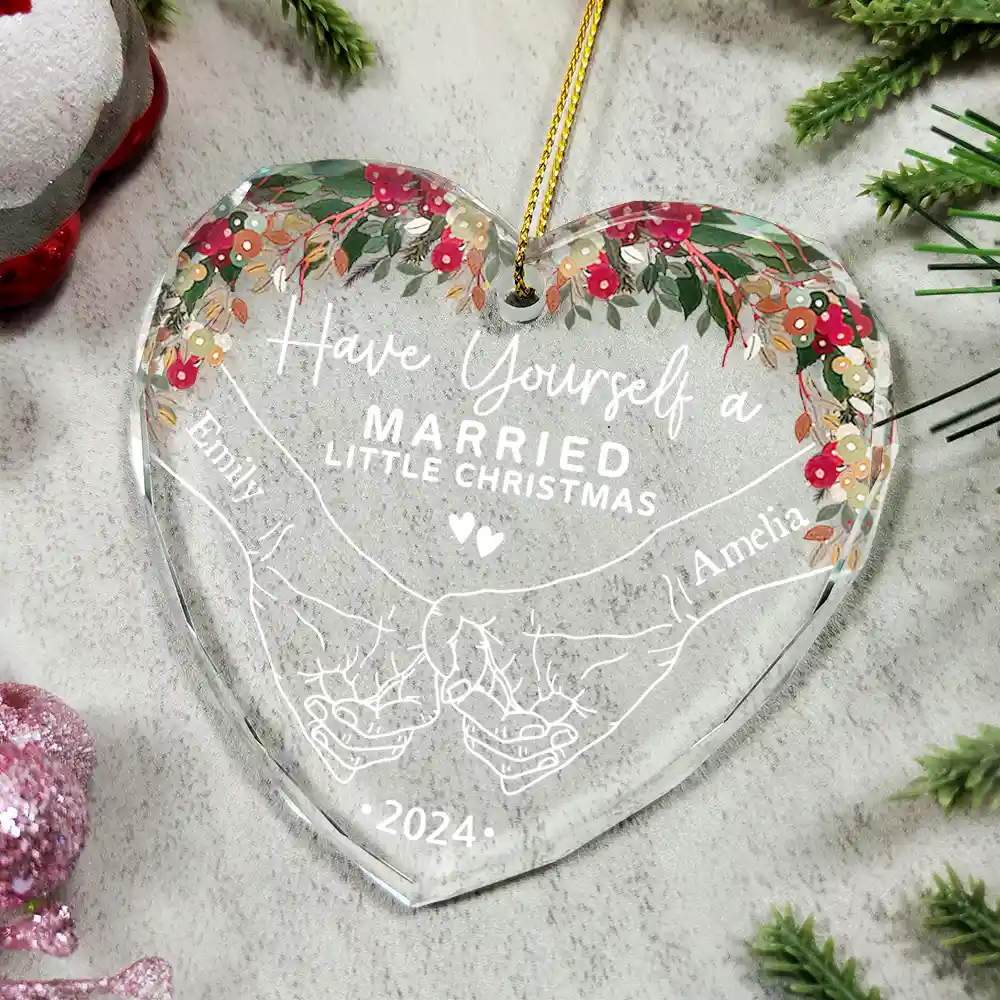 Have Yourself A Married Little Christmas - Personalized Glass Ornament - Image 5