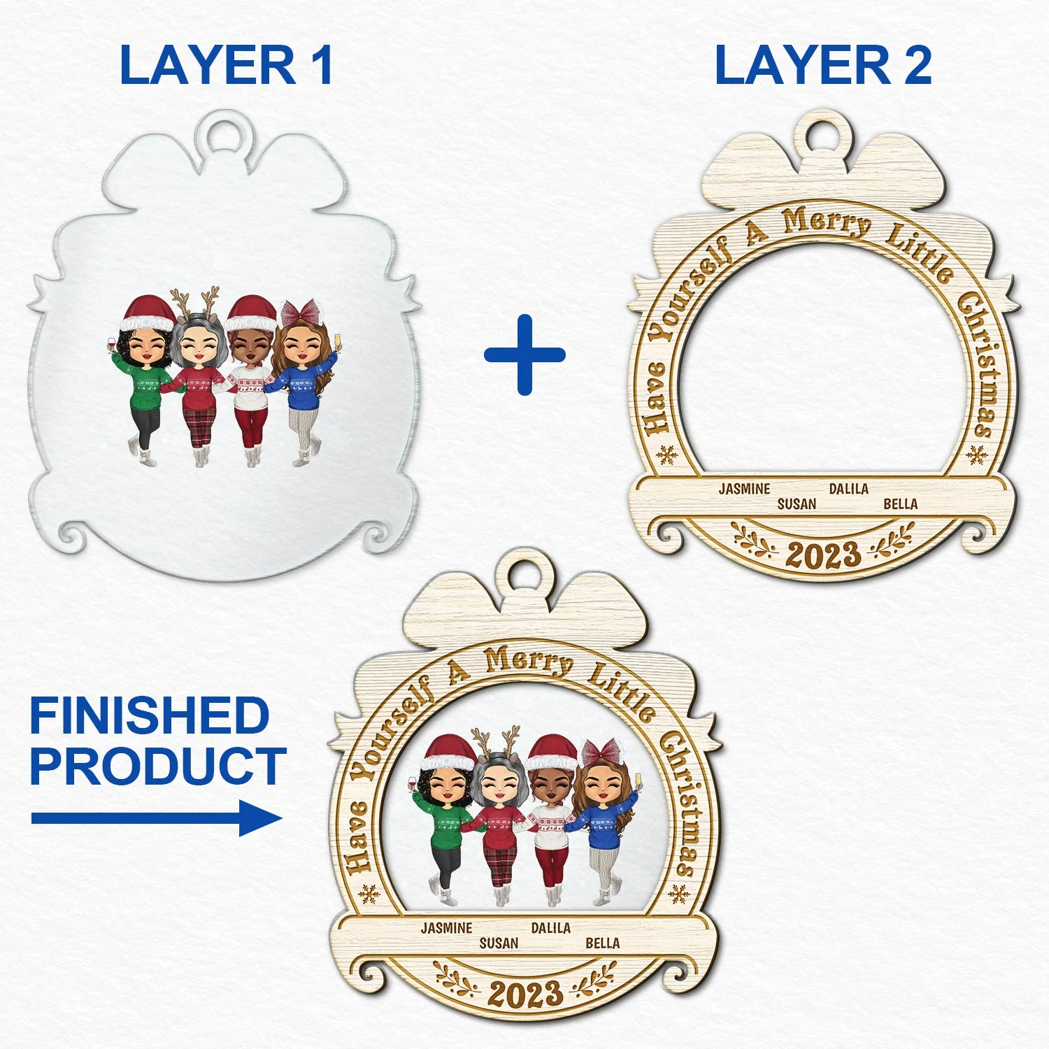 Have Yourself A Merry Little Christmas - Christmas Gift For BFF And Colleagues - Personalized 2-Layered Mix Ornament - Image 6
