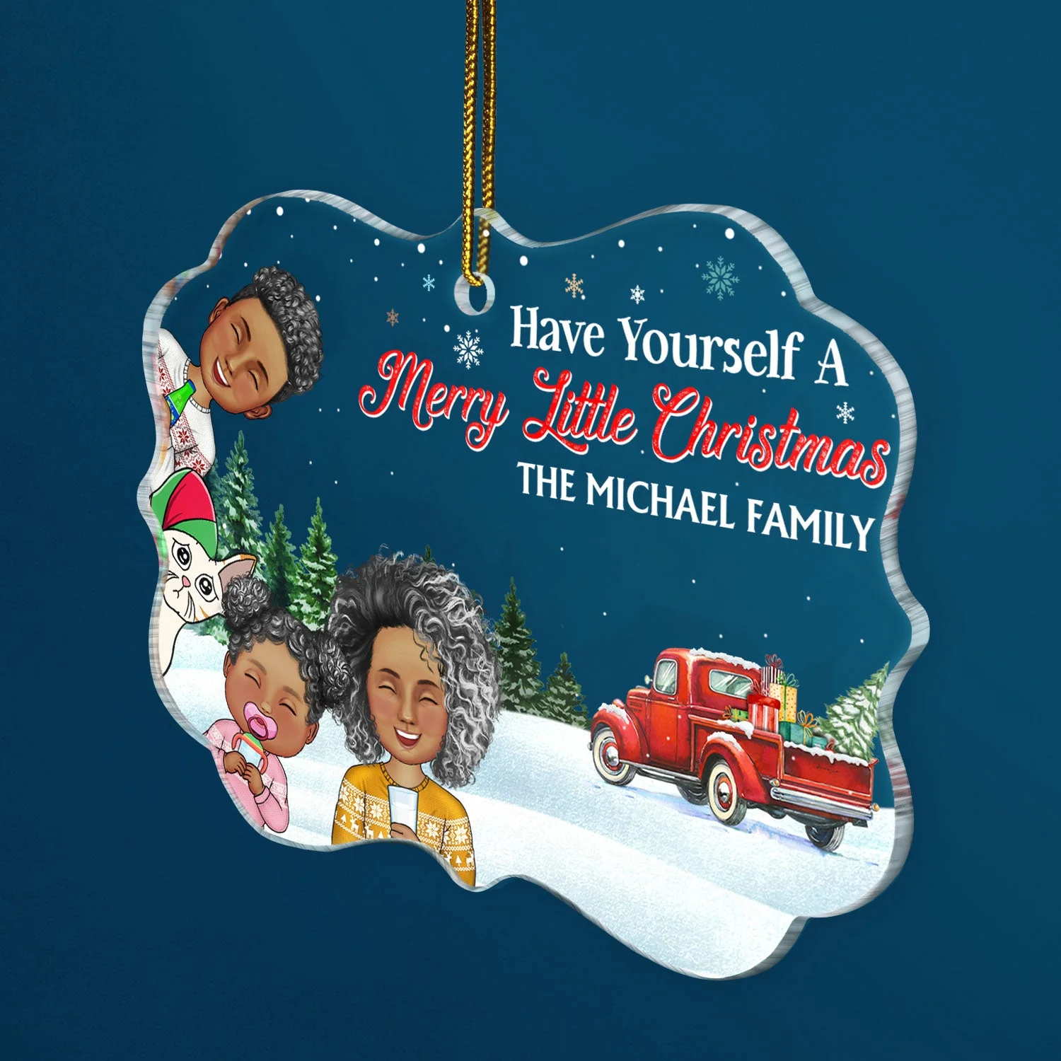 Have Yourself A Merry Little Christmas - Christmas Gift For Family, Parents - Personalized Medallion Acrylic Ornament - Image 2