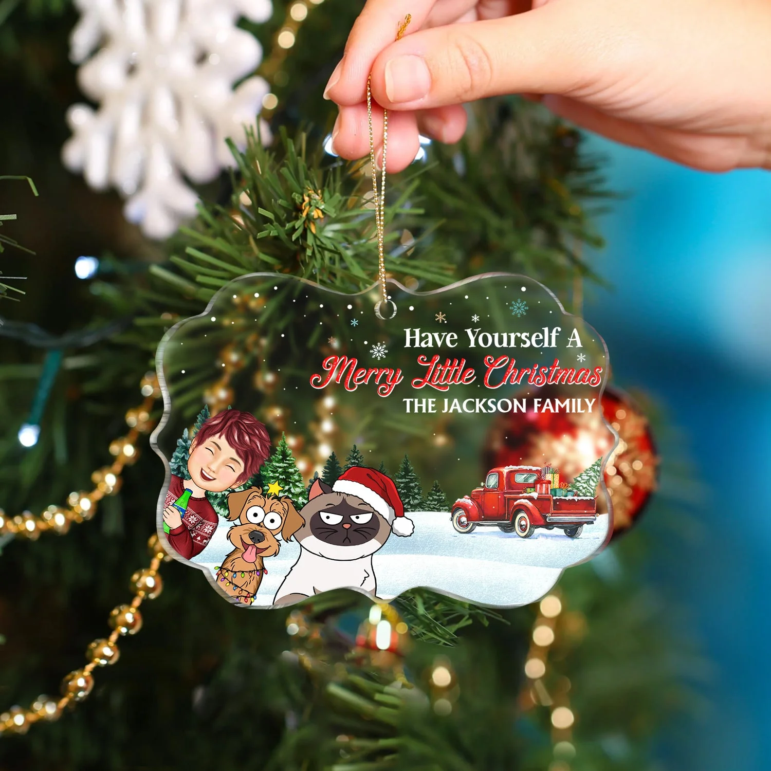 Have Yourself A Merry Little Christmas - Christmas Gift For Family, Parents - Personalized Medallion Acrylic Ornament - Image 4