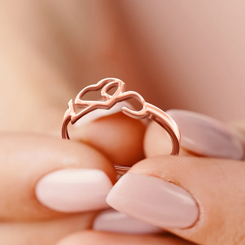 Heart Binding Name Initials - Personalized Custom Shaped Ring - Image 3