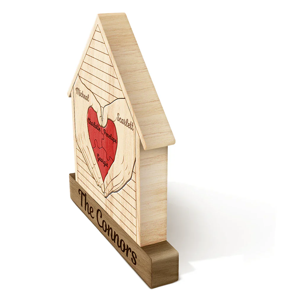 Heart Hands - Gift For Couples, Family, Parents, Father, Mother - Personalized Custom Shaped Wooden Puzzle - Image 3