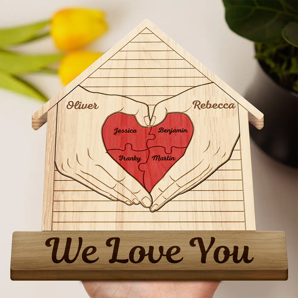 Heart Hands - Gift For Couples, Family, Parents, Father, Mother - Personalized Custom Shaped Wooden Puzzle - Image 4